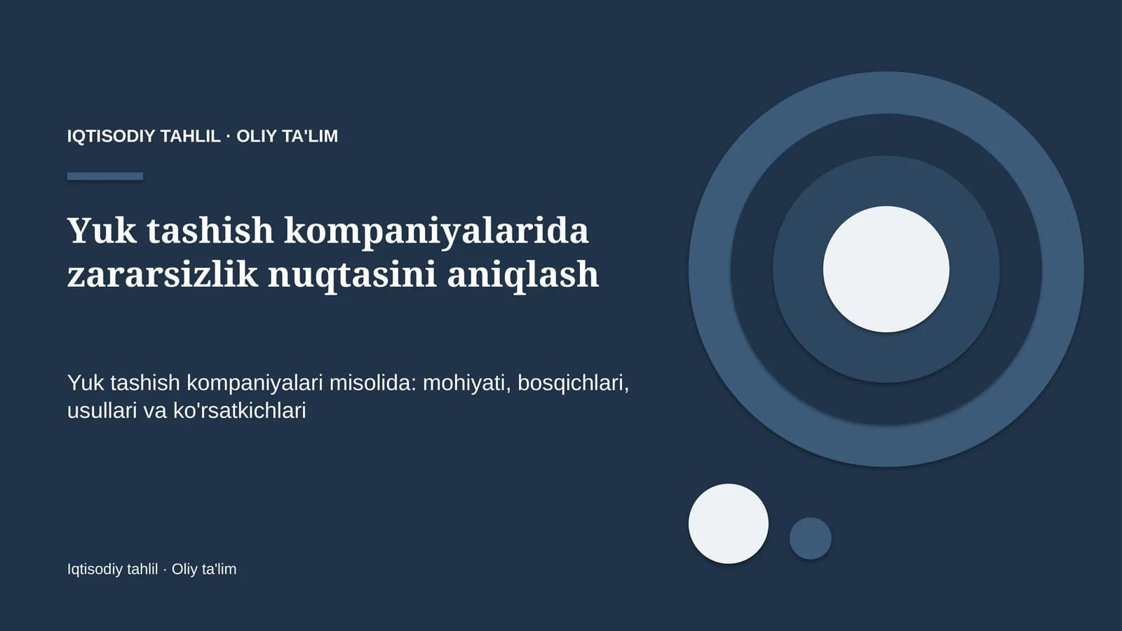 yuk tashish kompaniyalarida zararsizlik nuqtasini aniqlash 1293