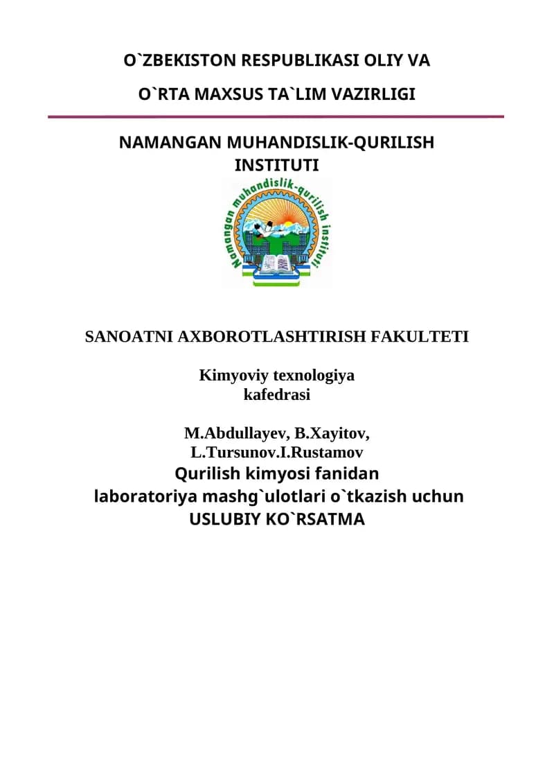 Laboratoriya ishlari talablar uchun