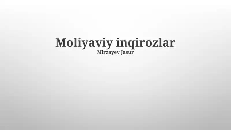 Moliyaviy inqirozlar