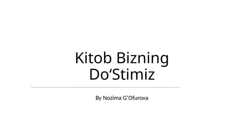 Kitob Bizning DoʻStimiz