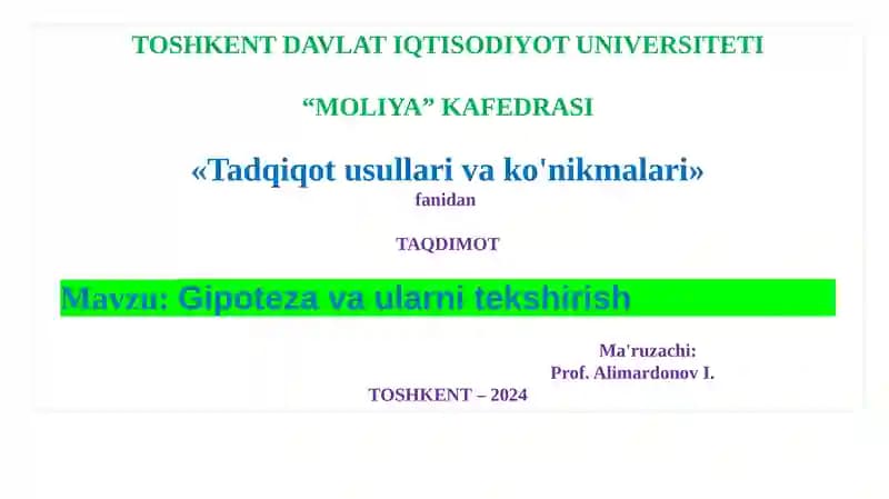 Gipotezalar va ularni tekshirish
