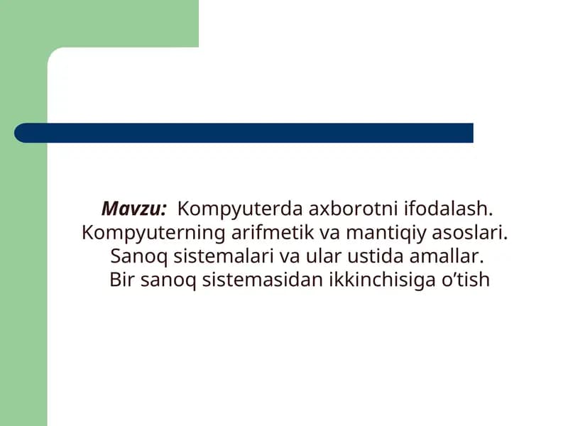 Kompyuterda axborotni ifodalash