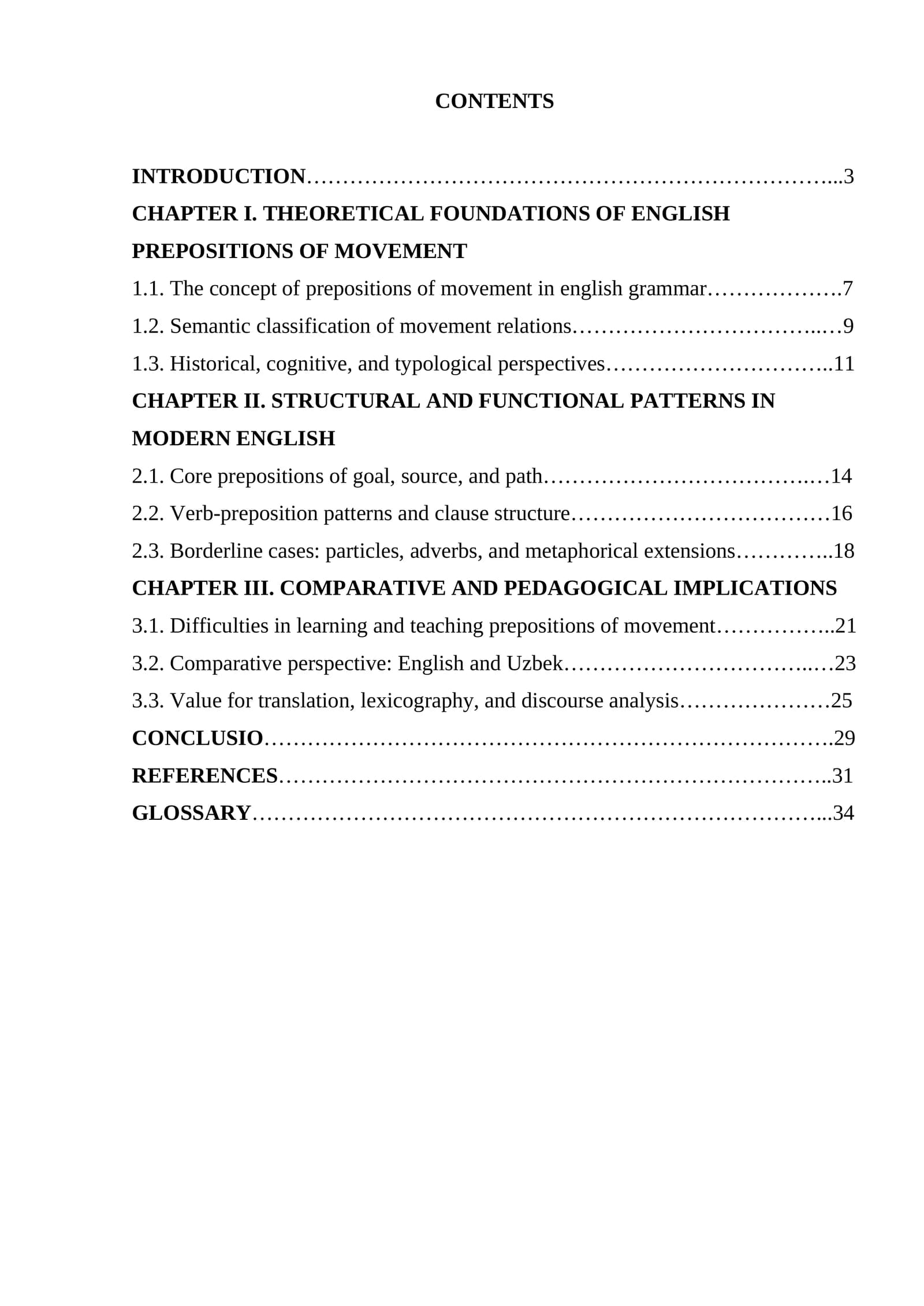 The Grammar of English Prepositions of Movement. Their Structure and Use