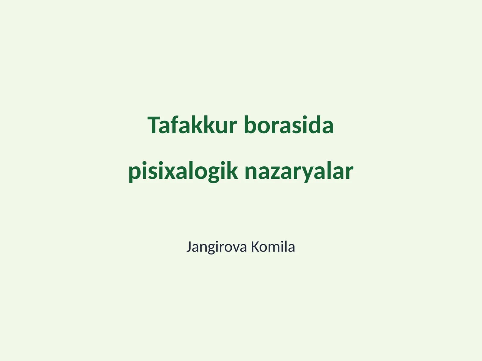 Tafakkur borasida pisixalogik nazaryalar