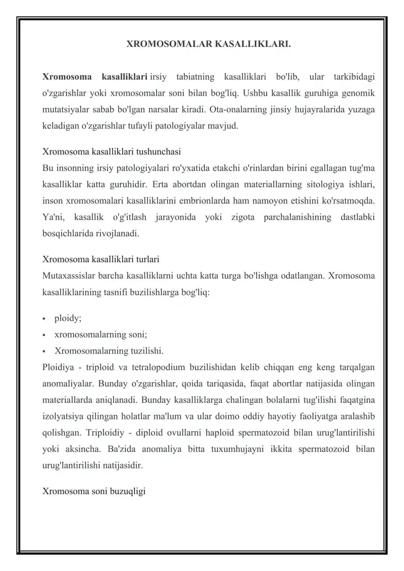 Xromosoma kasalliklari