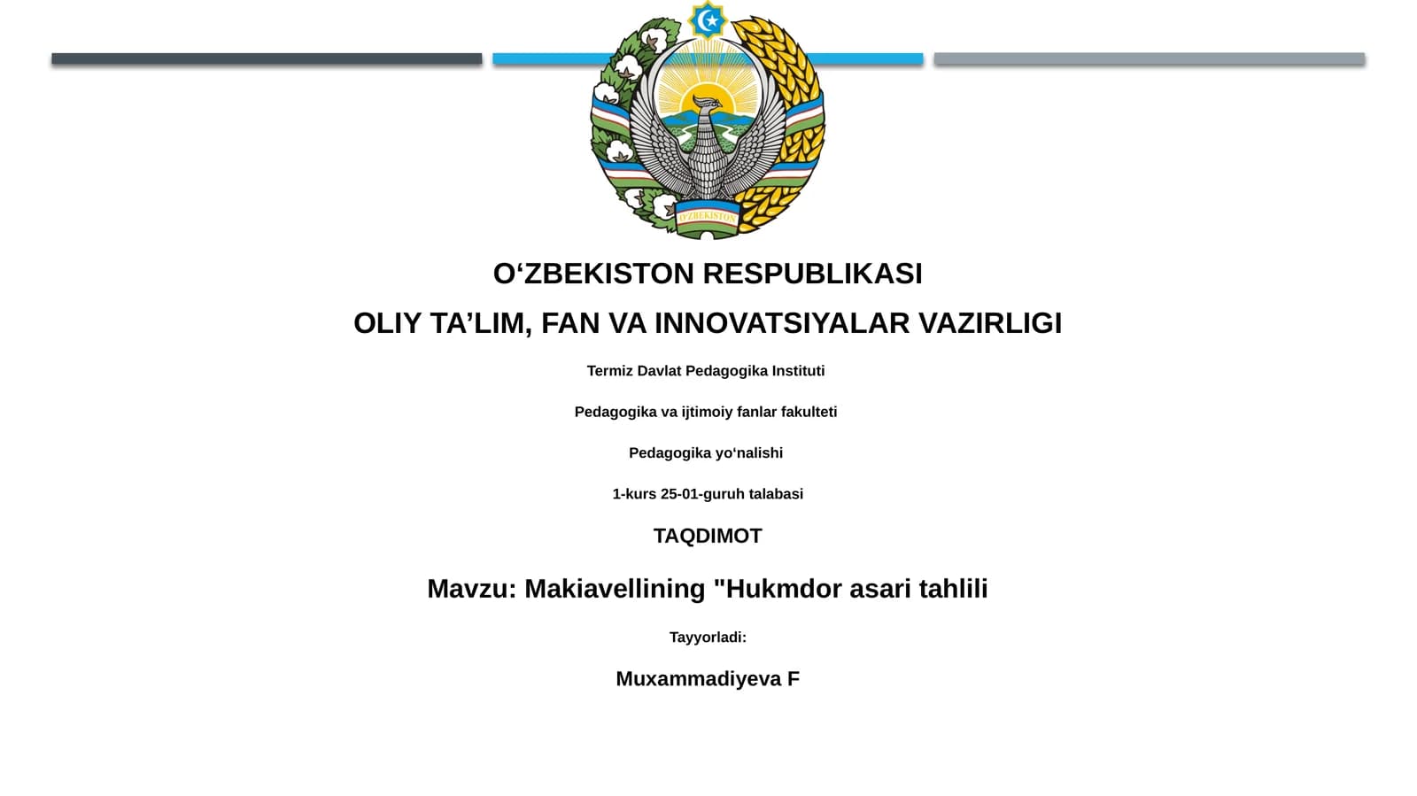 Makiavellining "Hukmdor asari tahlili