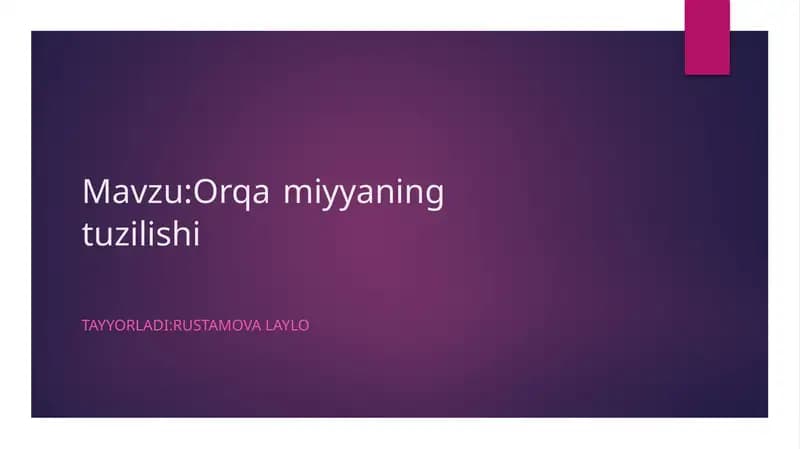 Orqamiyyaning tuzilishi