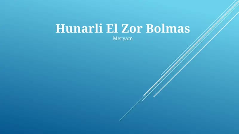 Hunarli El Zor Bolmas
