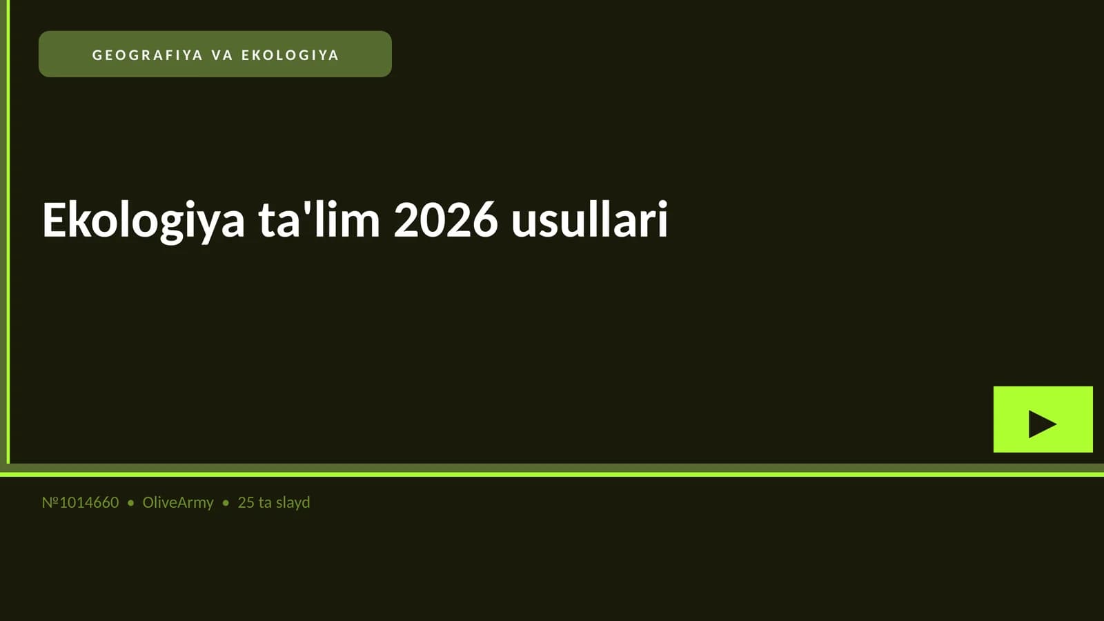 Ekologiya ta'lim 2026 usullari