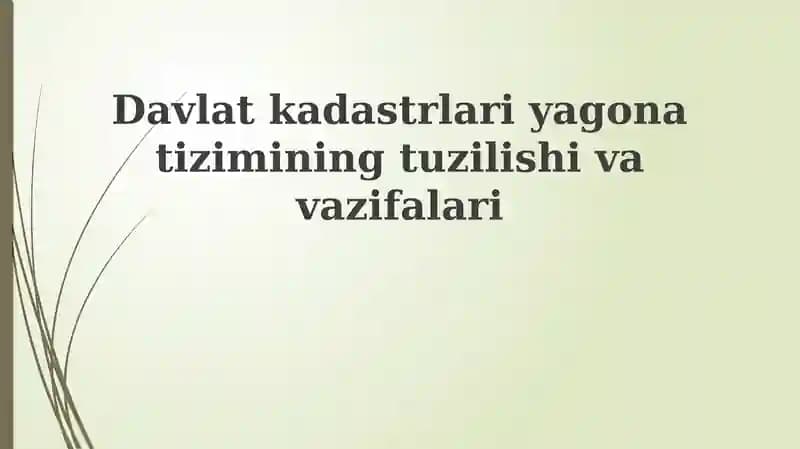 Davlat kadastrlari yagona tizimi