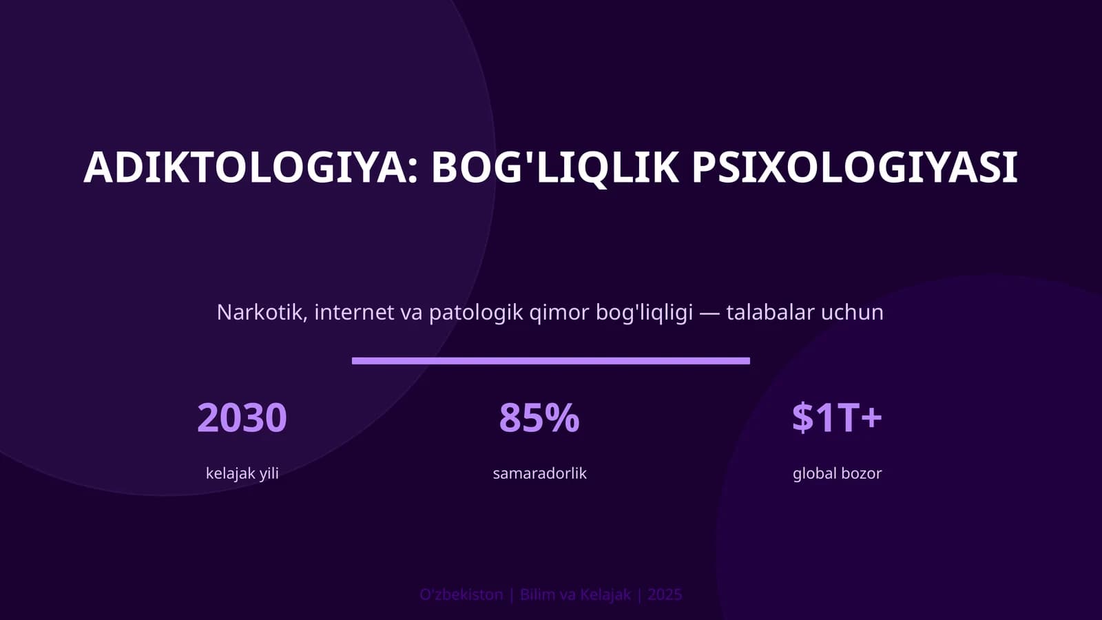Adiktologiya: bog'liqlik psixologiyasi