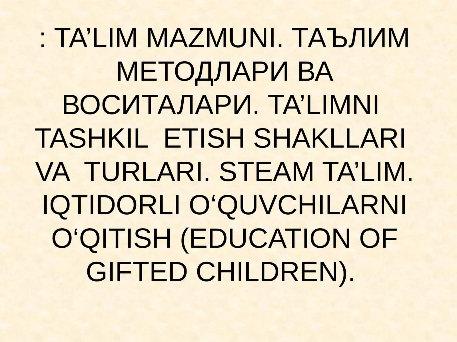 Ta'lim Mazmuni