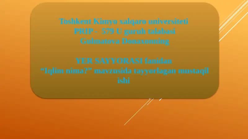 Iqlim va iqlimning bosib olinishi