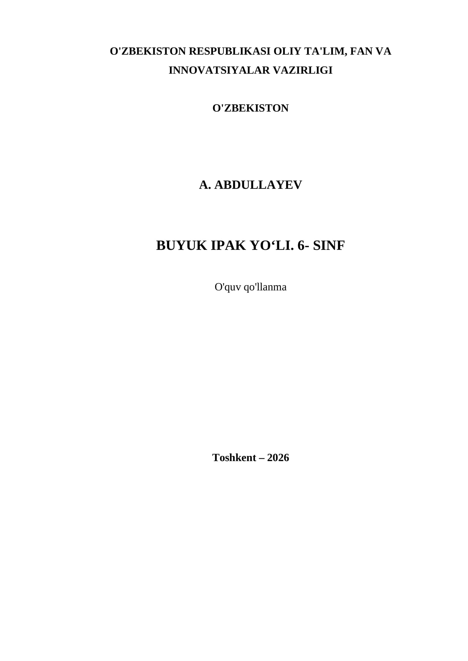 BUYUK IPAK YO‘LI. 6- SINF