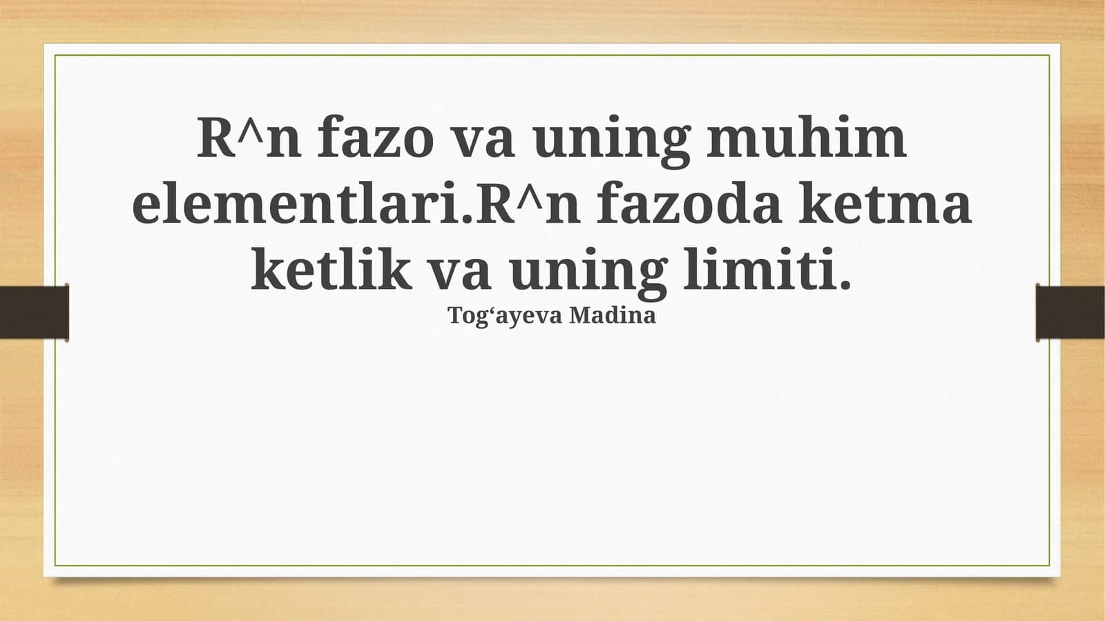 RN fazosi va uning muhim elementlari
