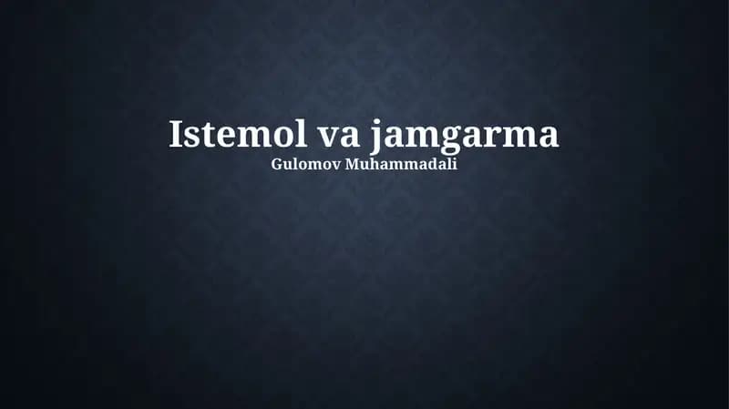 Iste'mol va jamgarma