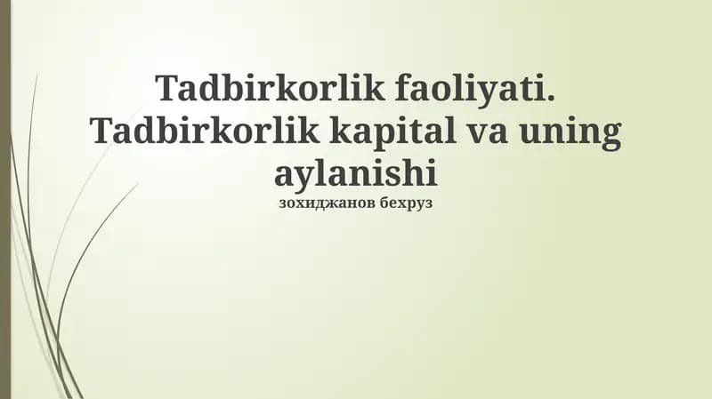 Tadbirkorlik faoliyati