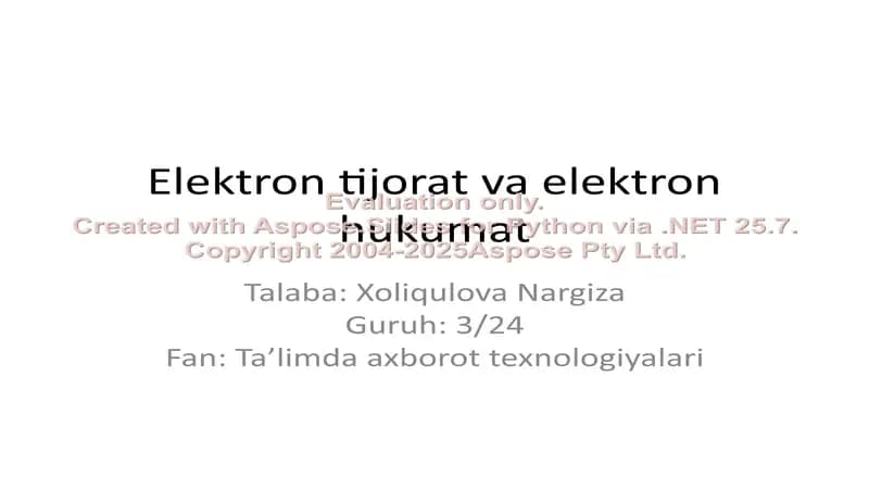 Elektron tijorat va elektron hukumat