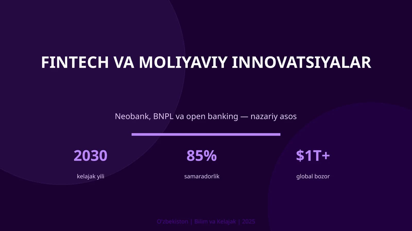 FINTECH VA MOLIYAVIY INNOVATSIYALAR