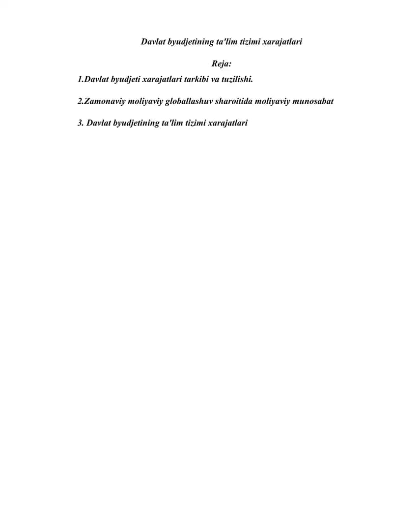 Davlat byudjetining ta'lim tizimi xarajatlari