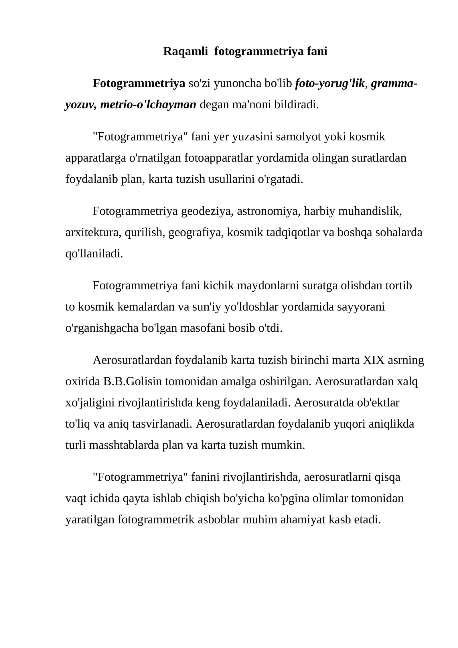 Fotogrammetriya fan