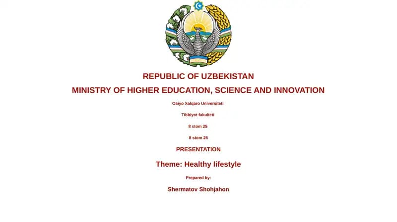 Presentation on Healthy Lifestyle