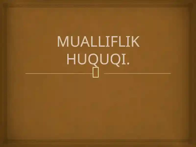 Mualliflik Huquqi