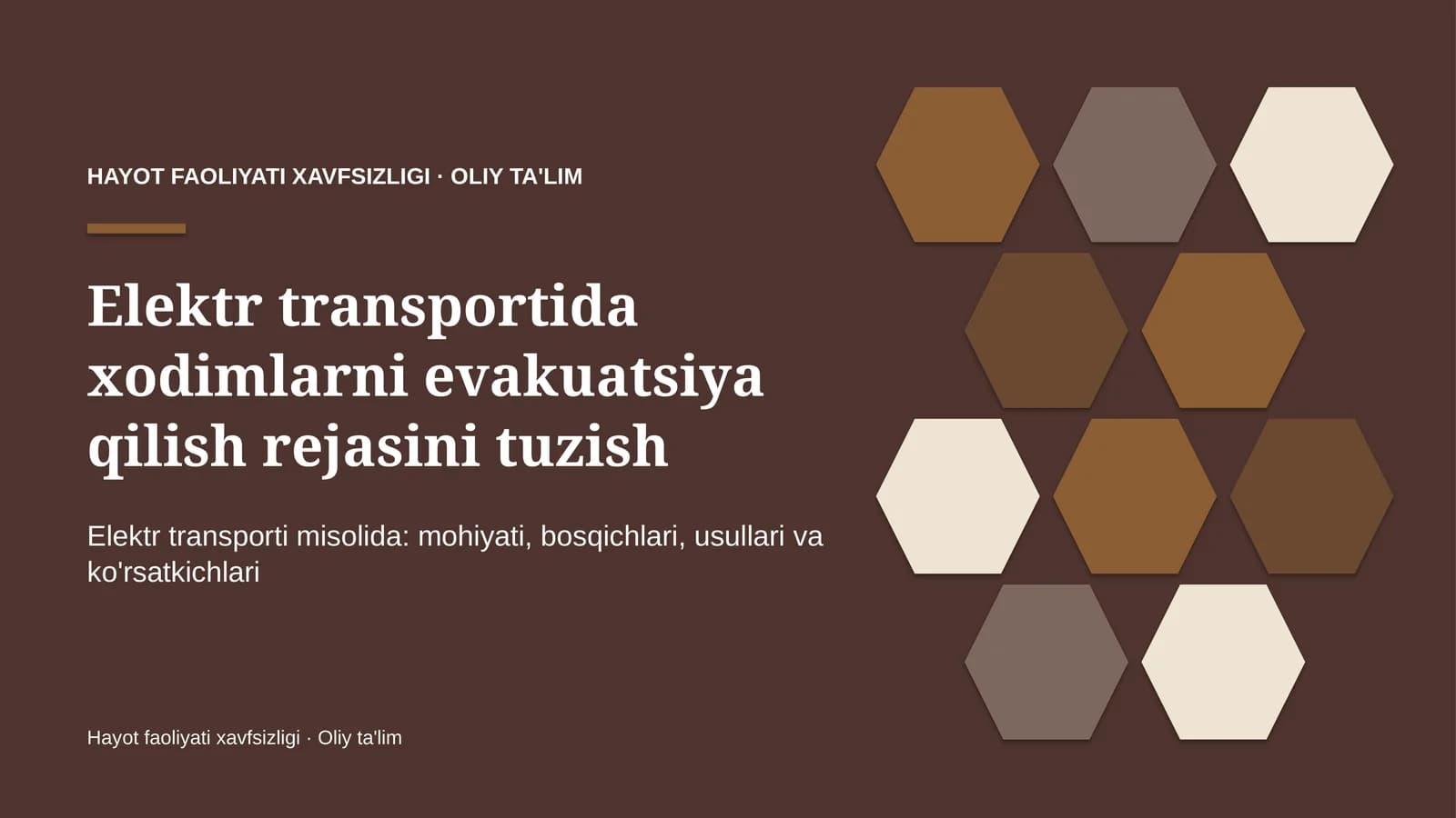 Elektr transportida xodimlarni evakuatsiya qilish rejasini tuzish