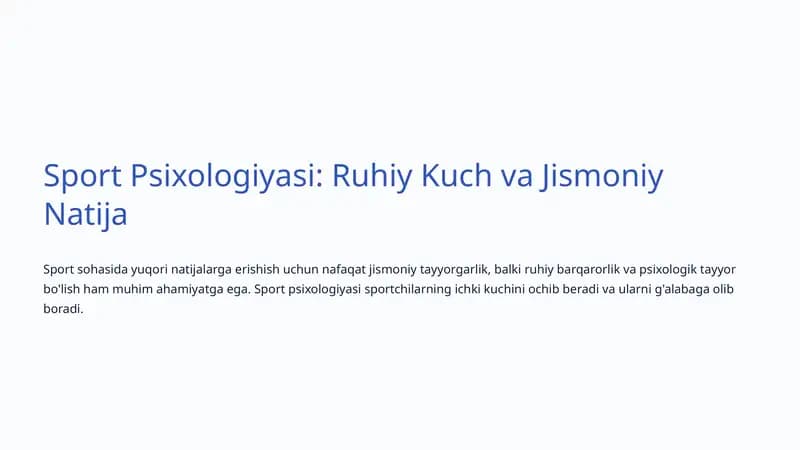 Sport Psixologiyasi