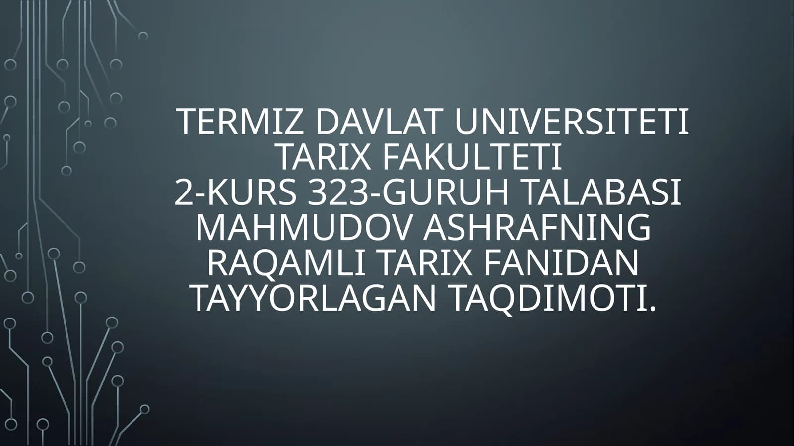 Mavzu: Meni shahrim tarixi