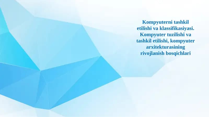 Kompyuterni Tashkil Etish
