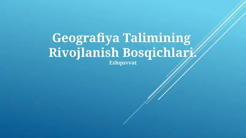 Geografiya Talimining Rivojlanish Bosqichlari