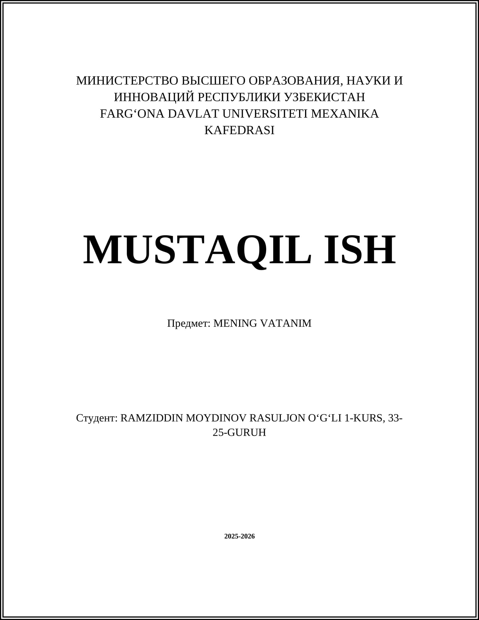 MENING VATANIM