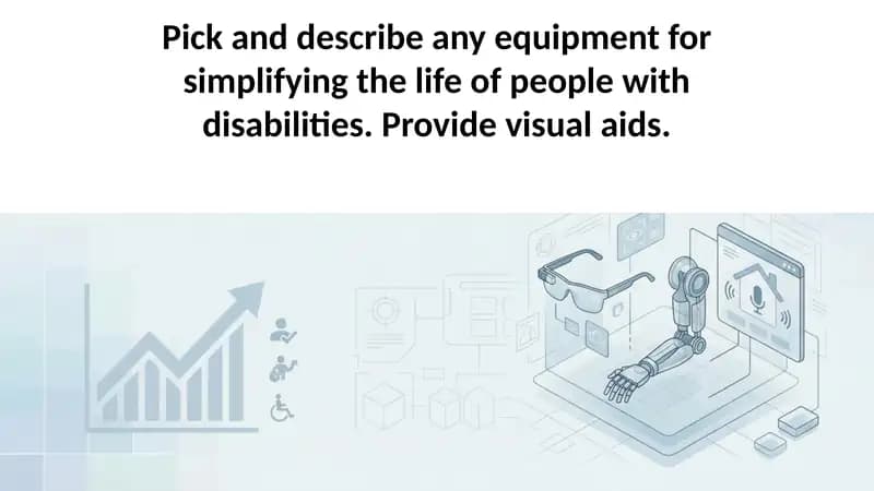 Pick and describe any equipment for simplifying the life of people with disabilities. Provide visual
