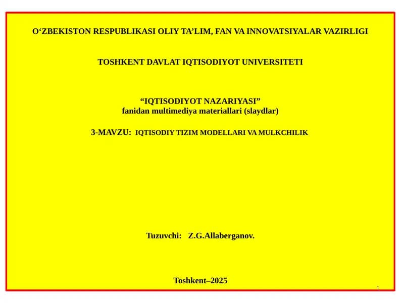 IQTISODIYOT NAZARIYASI