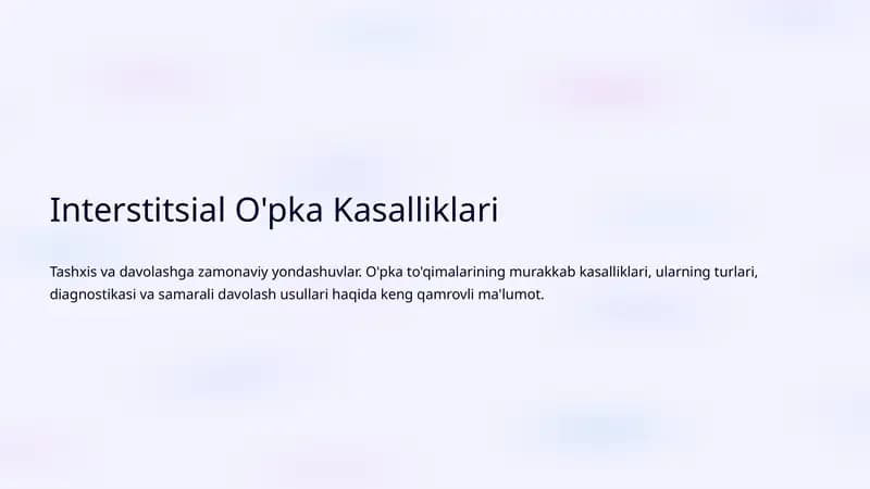 Interstitsial O'pka Kasalliklari
