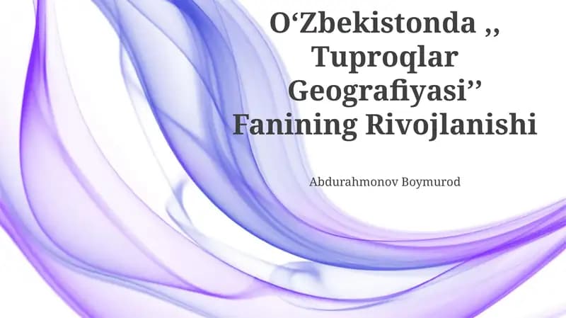 Oʻzbekistonda Tuproqlar Geografiyasi