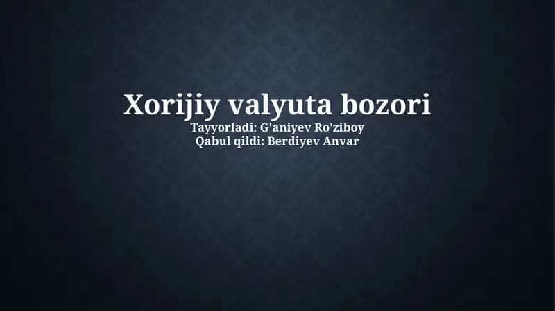 Valyuta ayirboshlash bozori