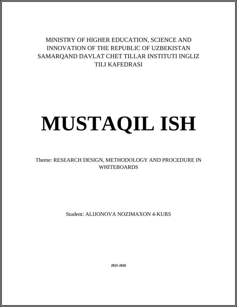 Research Design, Methodology and Procedure in Whiteboards