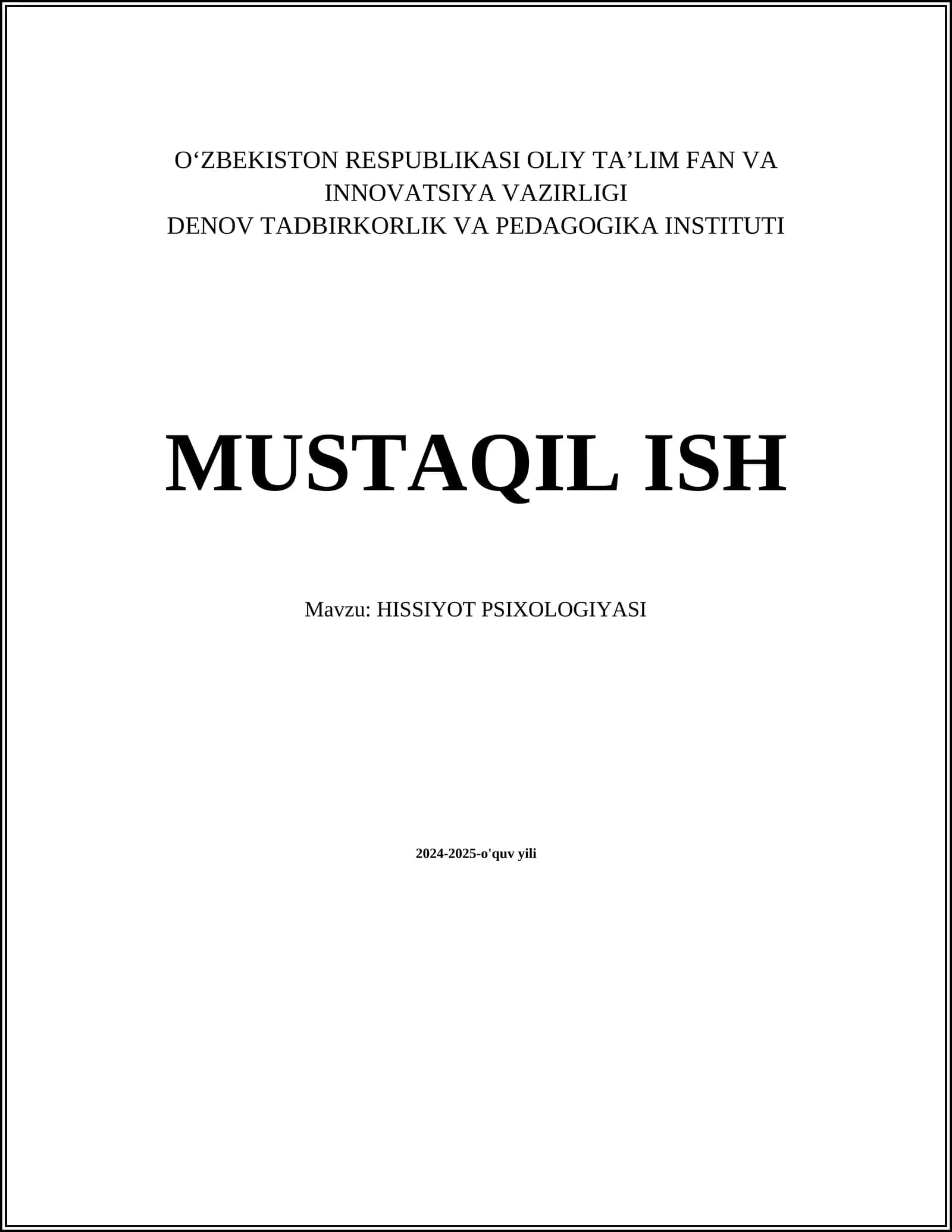 HISSIYOT PSIXOLOGIYASI