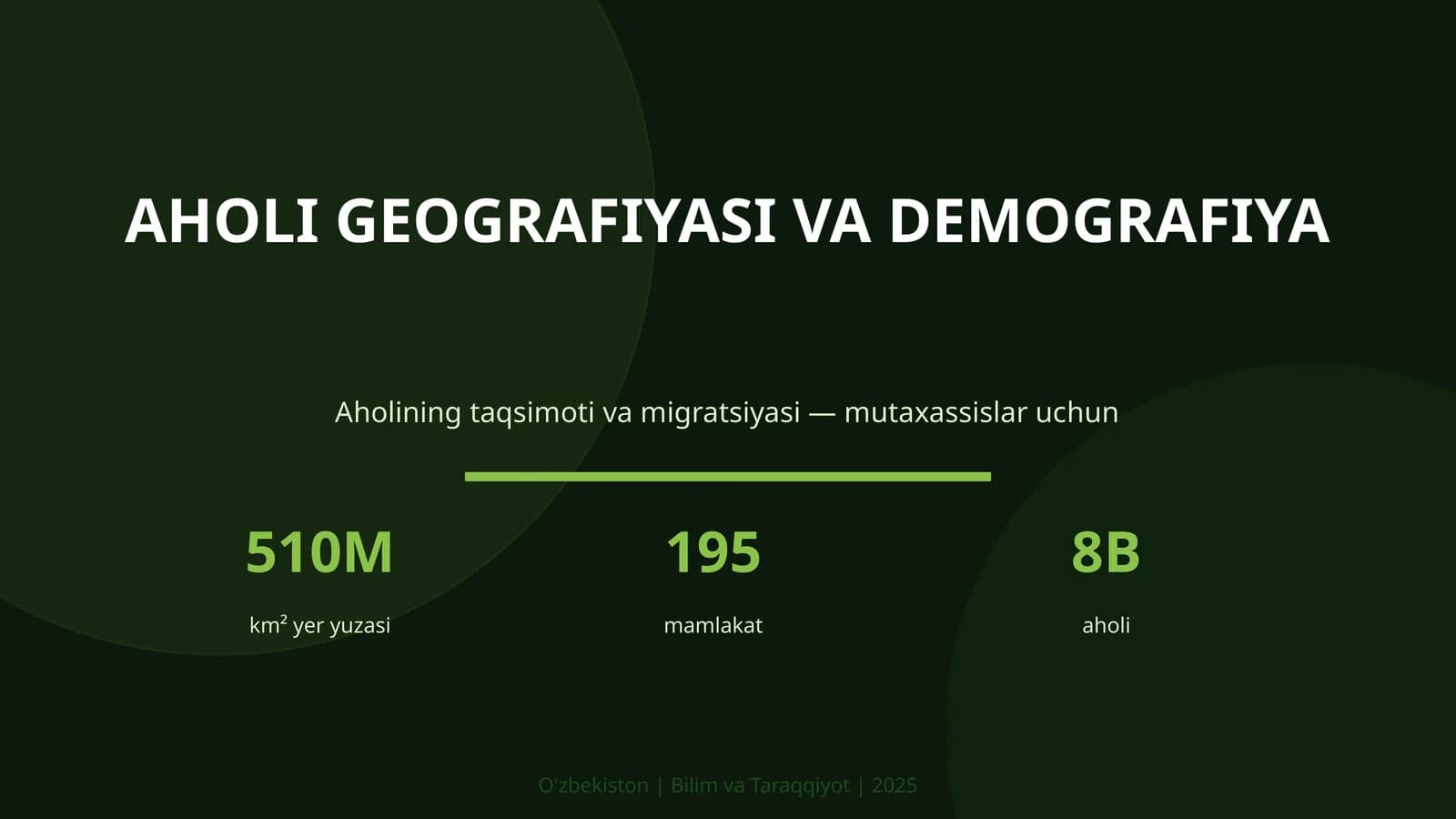 AHOLI GEOGRAFIYASI VA DEMOGRAFIYA