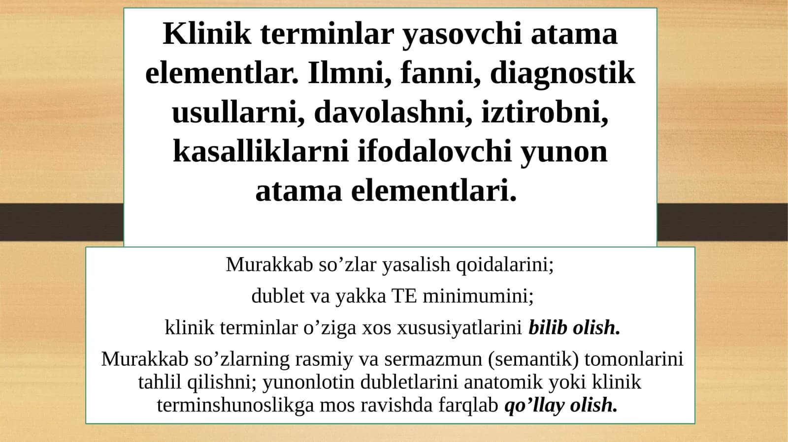 Klinik terminlari asosiy atama elementlari