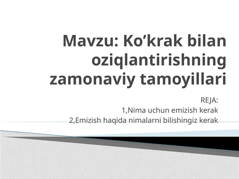 Ko’krakbilanoziqlantirishning zamonaviy tamoyillari