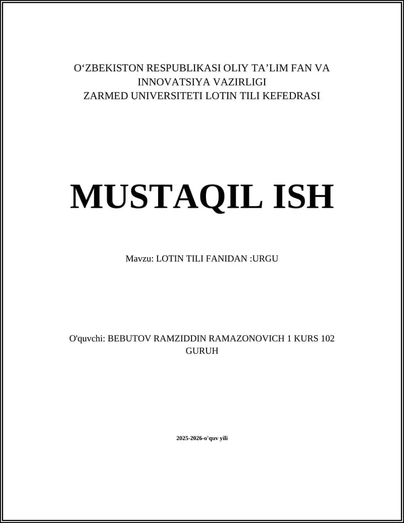 LOTIN TILI FANIDAN:URGU