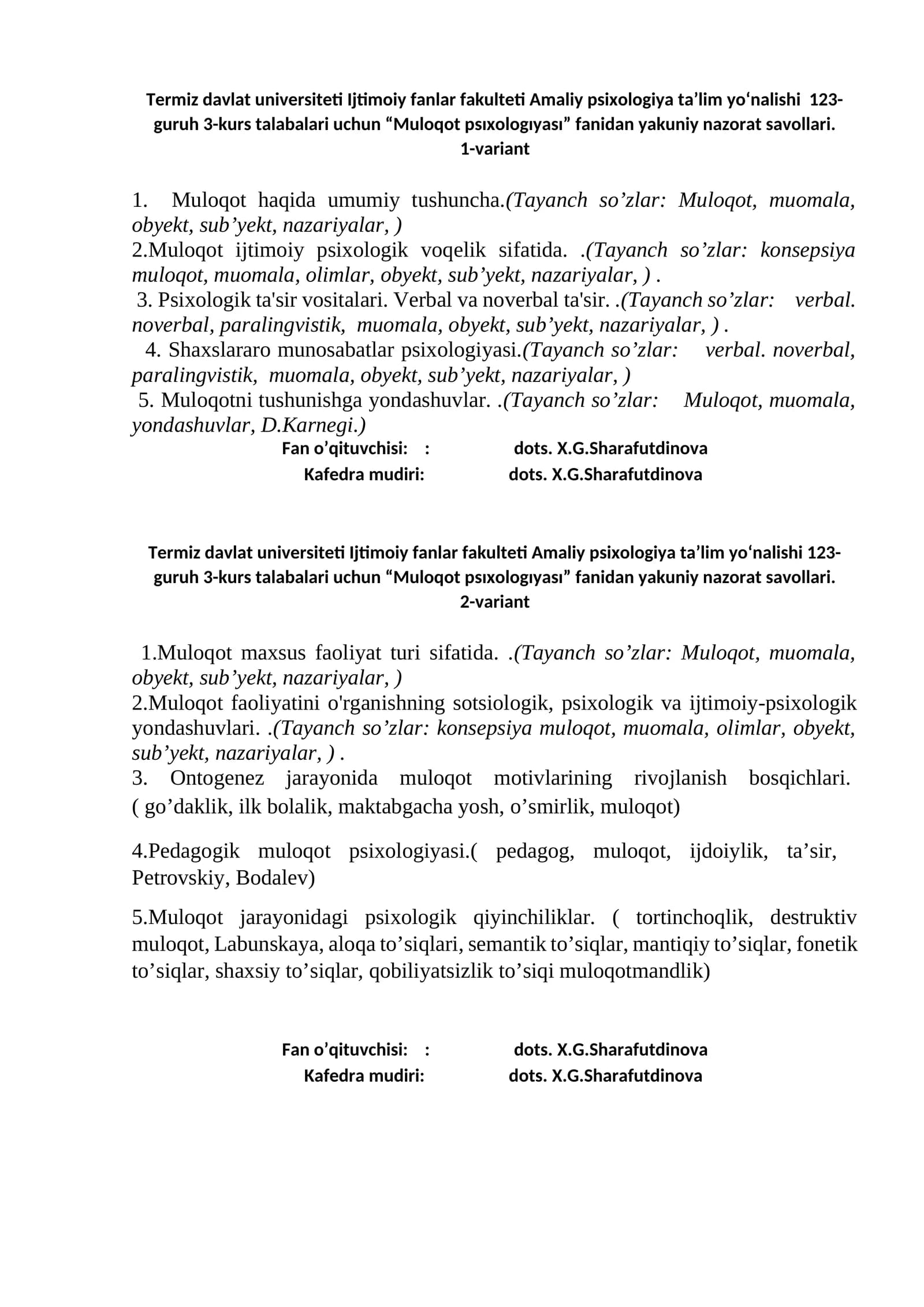 Muloqot psıxologıyası