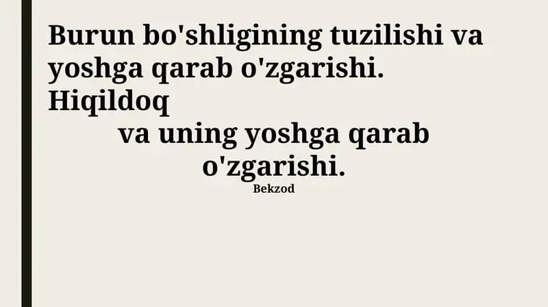 Larinks va uning yoshga bog'liq o'zgarishlari