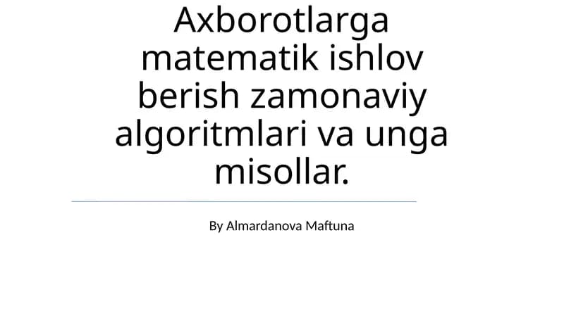 Matematikning zamonaviy algoritmlari