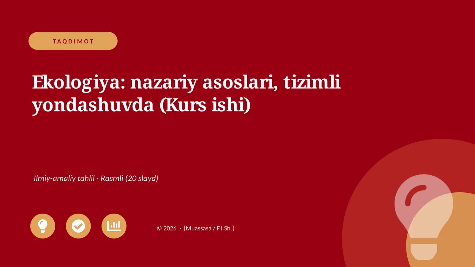 Ekologiya: nazariy asoslari, tizimli yondashuvda (Kurs ishi)