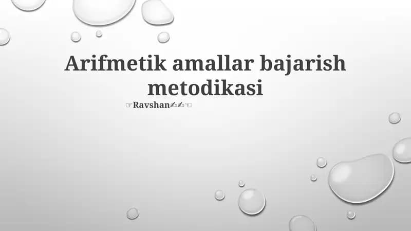 Arifmetik amallar bajarish metodikasi