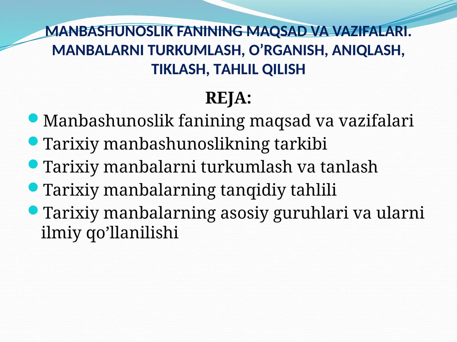 MANBASHUNOSLIK FANINING MAQSAD VA VAZIFALARI